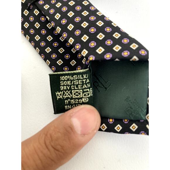 Lauren Ralph Lauren Necktie 100% Silk Black Label Geometrical Pattern 3.75/58 - Picture 9 of 9